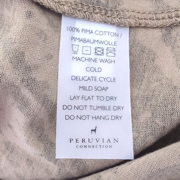 NWT Peruvian Connection Dress Womens XS Long Sleeve Pima Cotton Olive Blockprint - Picture 3 of 11